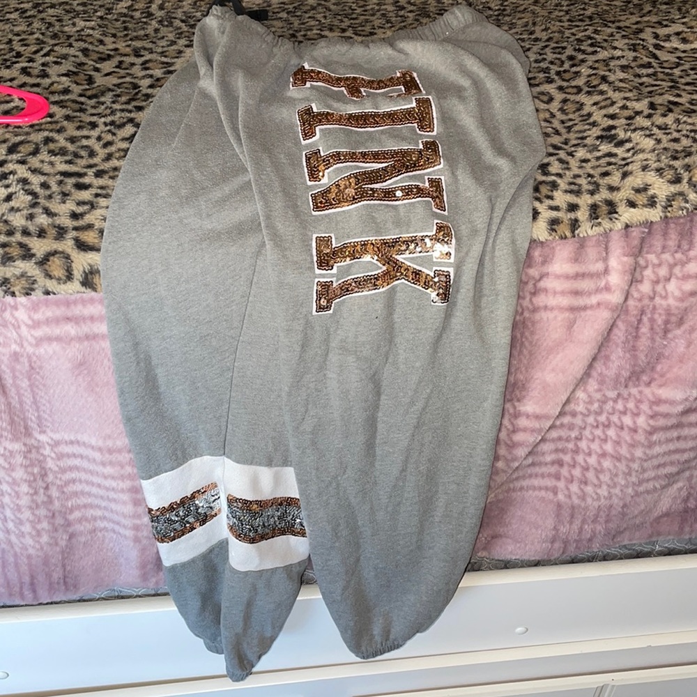 Size small grey bling vs pink sweatpants